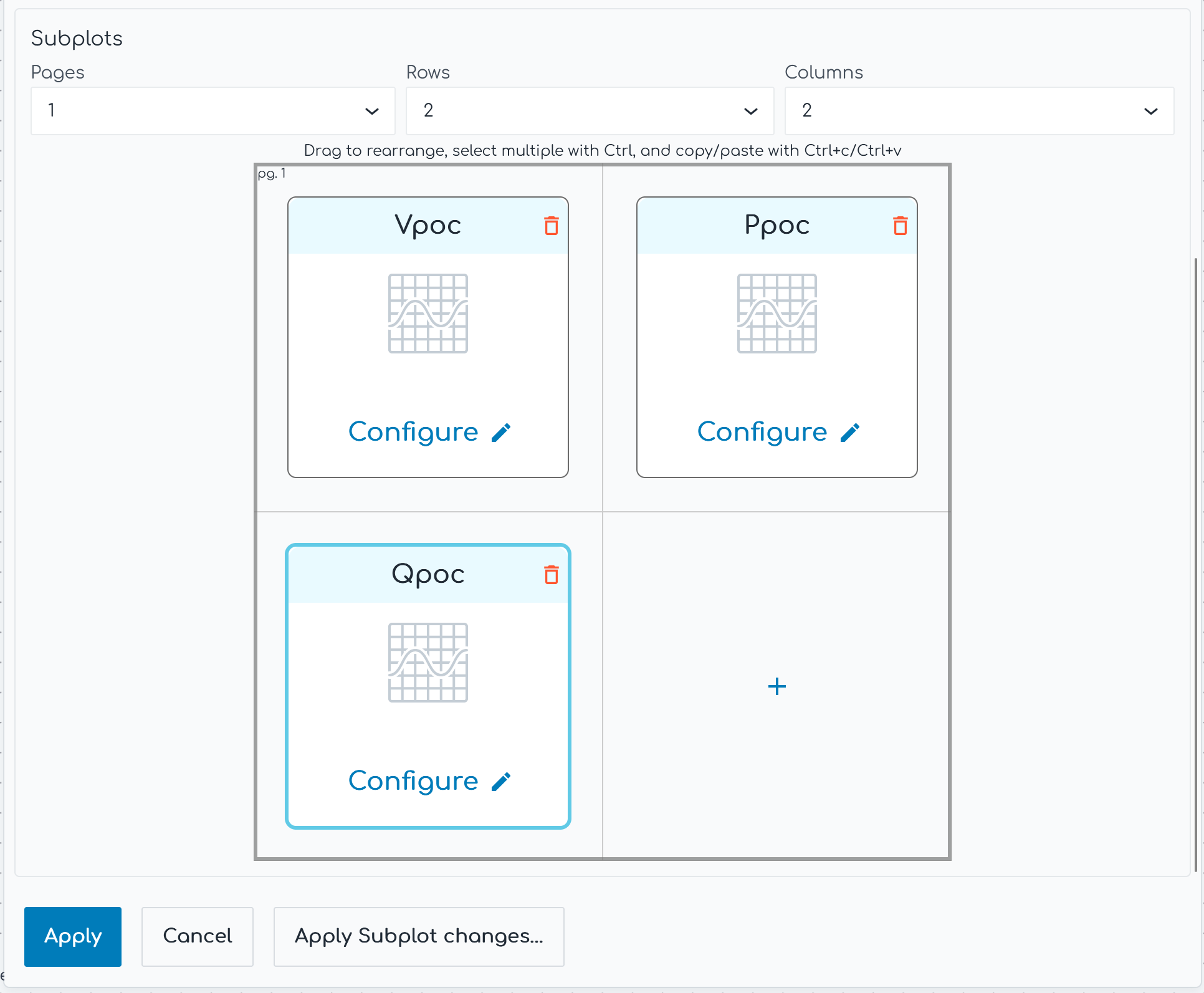 example screenshot of configured subplots in plot Node