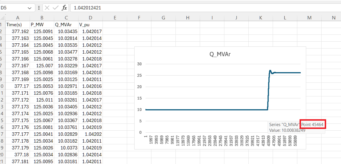 example of excel showing the row index