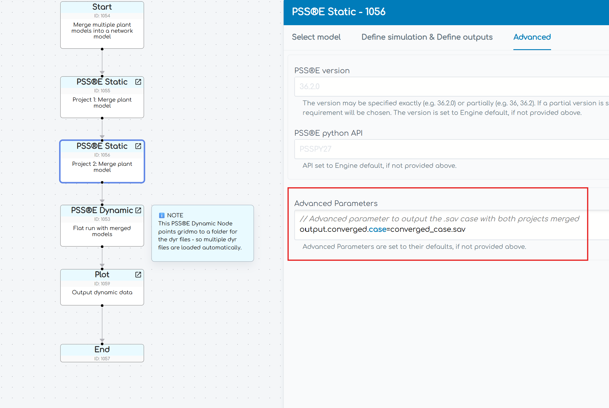 output updated network case