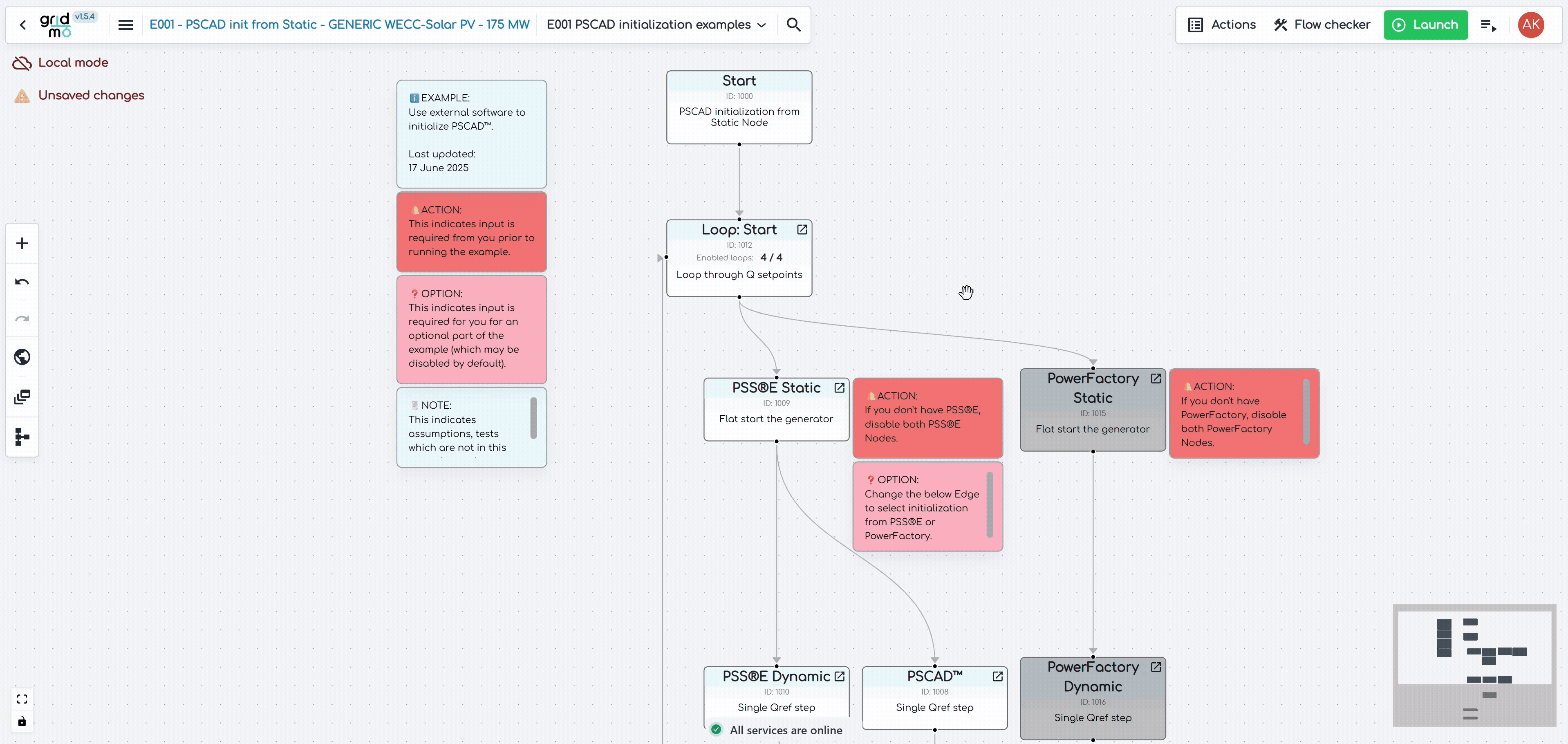 screen recording of the gridmo web app launching example