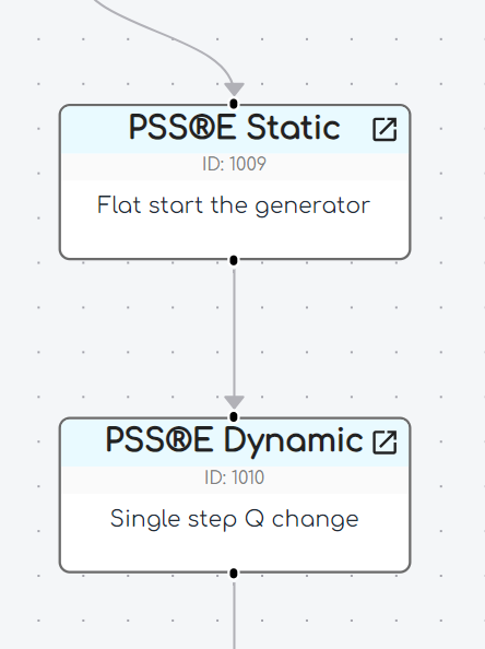 screenshot of a loop start node and a PSSE static node in the gridmo web app