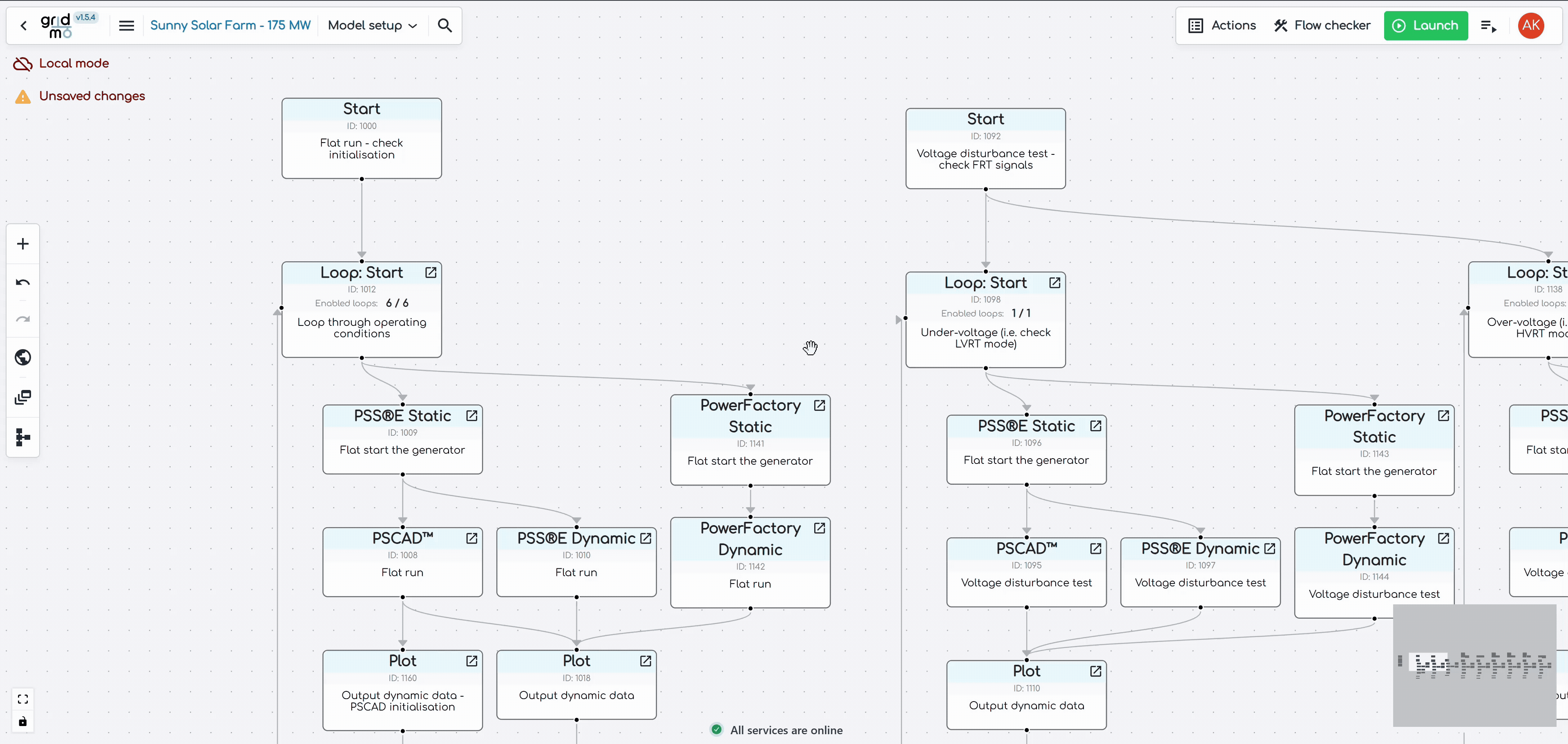 screen recording of the gridmo web app launching simulation