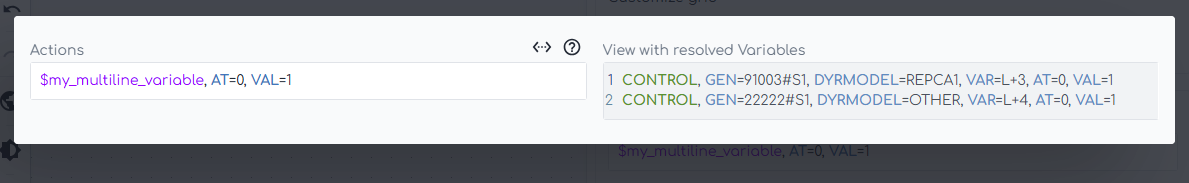 screenshot of gridmo web app showing multiline partial command