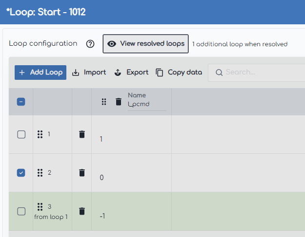 screenshot of gridmo web app showing loop start node with $p_max operating conditions variable