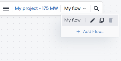 screenshot of the gridmo web app adding a flow to a project
